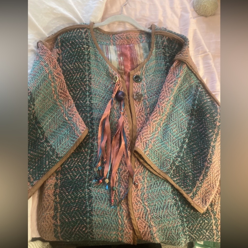 Art to Wear Handwoven Santa Fe jacket southwest western coat sweater 70s boho